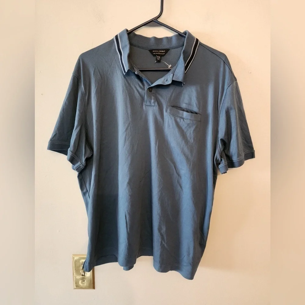 Banana Republic Luxury Touch Performance Blue Standard Fit Polo Shirt Size xxl